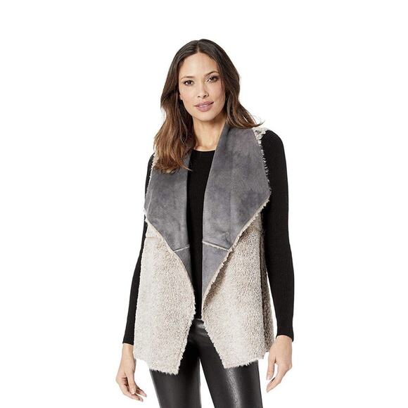 DYLAN Grey Size Large Faux Shearling Suede/Fur Very Soft Vest Womens - Picture 3 of 13